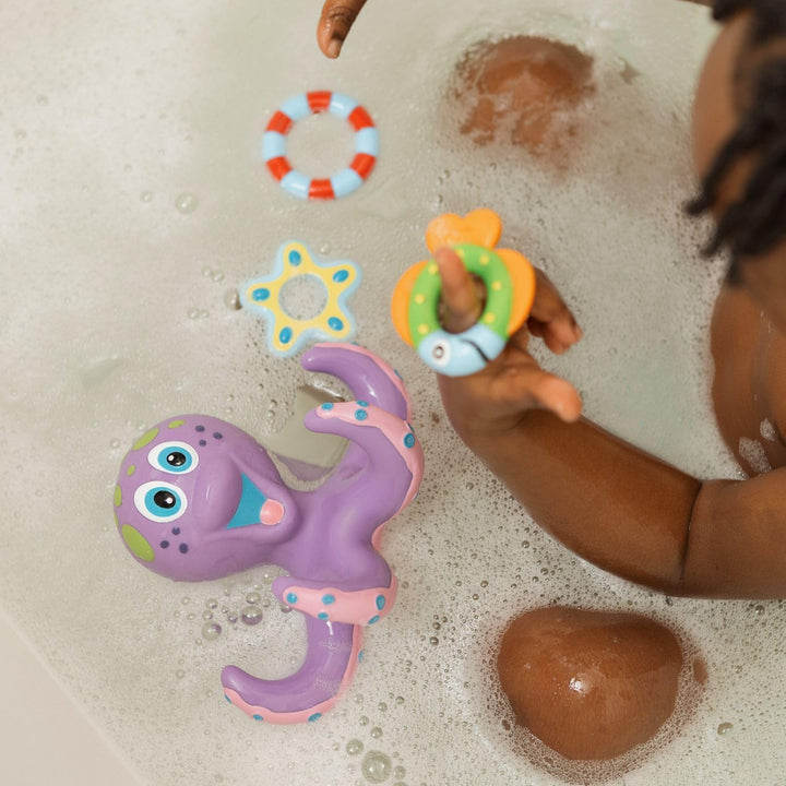 Octopus Floating Bath Toy - Sensory Development | 3 Rings Included | Colourful