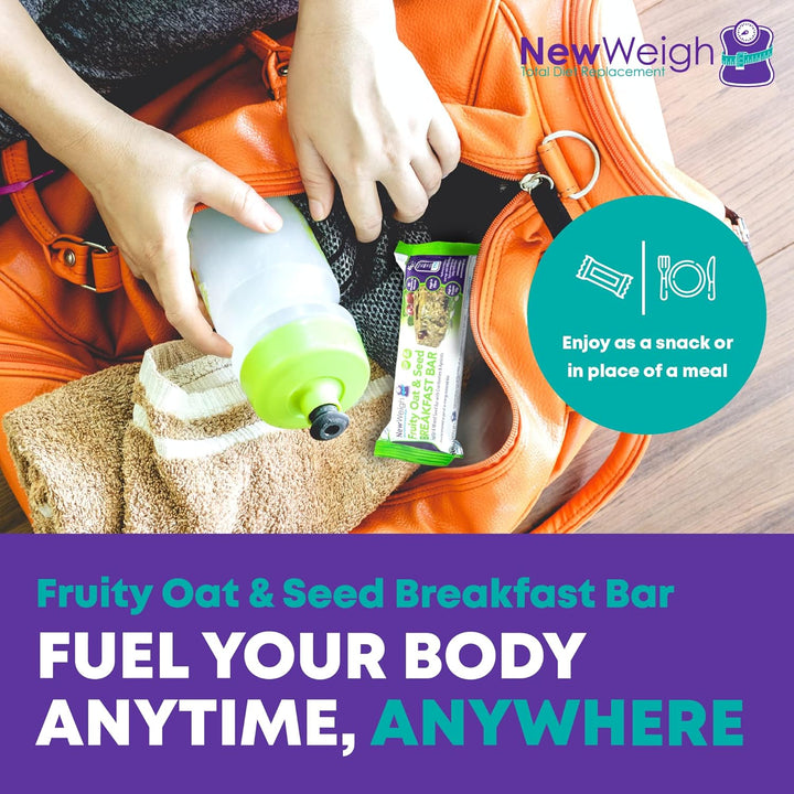 Fruity Oat & Seed Meal Replacement Protein Bars - High in Fibre Energy Breakfast Bar - Gluten-Free Nutritional Diet for Vegans, Vegetarians, Coeliacs (7 X 65G)