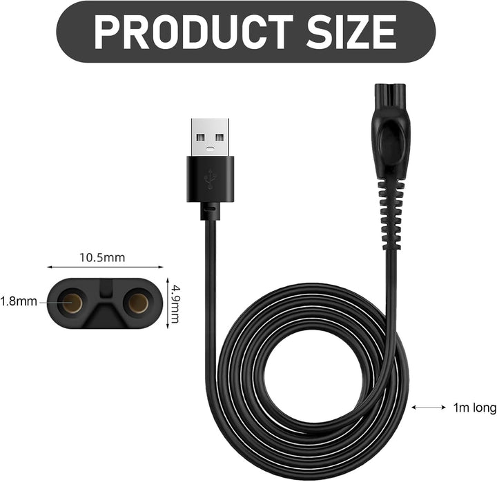1 Pcs 5V Cable for Philips One Blade Charger, Applies to One Blade Charger, Compatible with QP2724、QP2824、QP2734、QP2834、MG5910、MG9520、S3145、S7885、S7887、S5884、X3053、X3001、X5004、X5012, Durable Portable