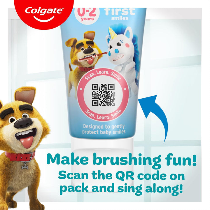 Kids Toothpaste Set 0-2 Years with 2X First Smiles Toothpaste 50Ml & 4X Kids Toothbrushes 0-2 Years - Protects Milk Teeth - Dentist Recommended Level of Fluoride