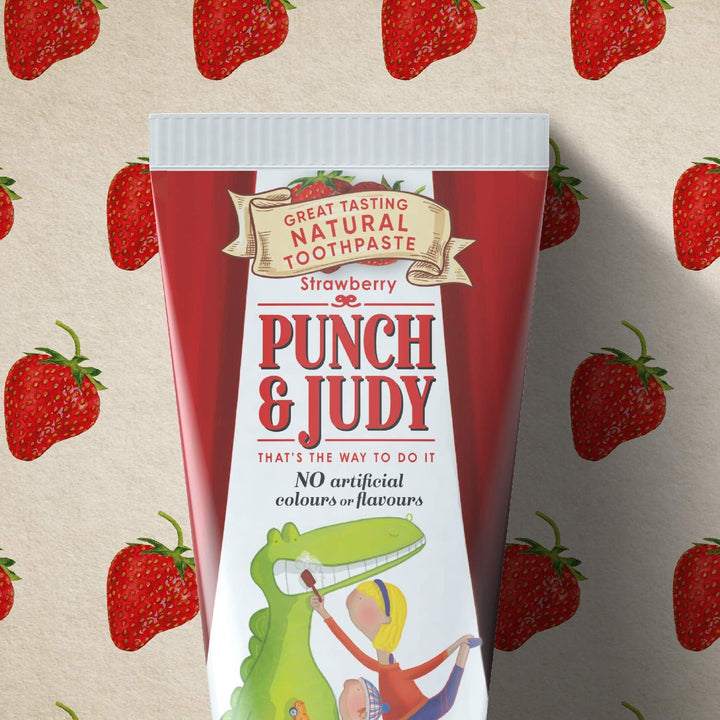 Punch & Judy Kids Natural Toothpaste, Strawberry Flavour, 6+ Months, Natural Ingredients, Fluoride, Sugar Free 50Ml (Pack of 1)