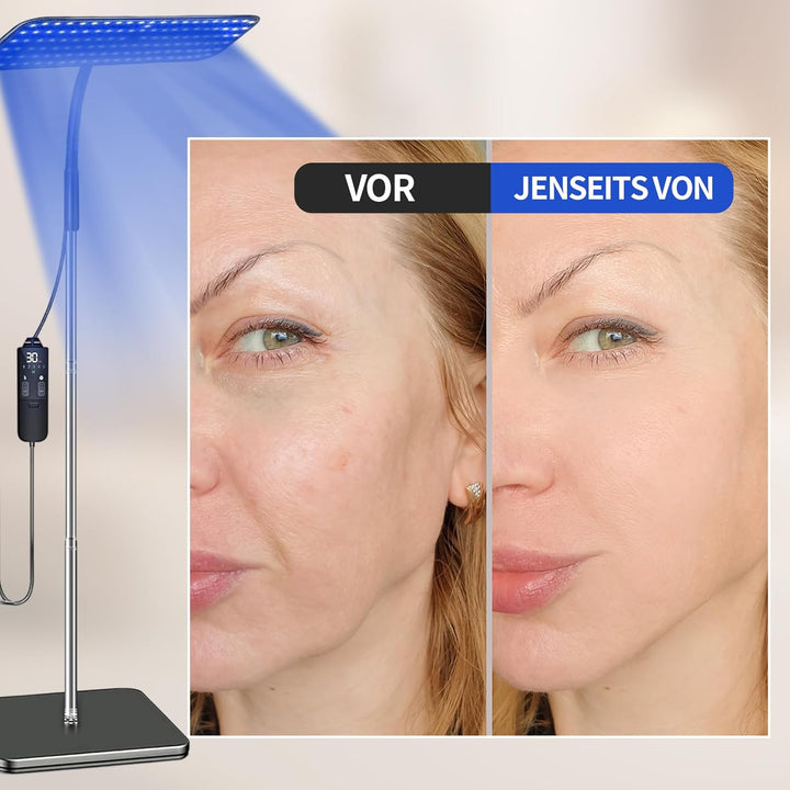 Tanning Lamp for Home, Tanning Lamp with 460Nm & 490Nm Blue Light, Face Tanning Lamp with Adjustable Bracket and 126 Leds, Sunbeds for Home Tanning with Adjustable Light Mode Intensity and Timer