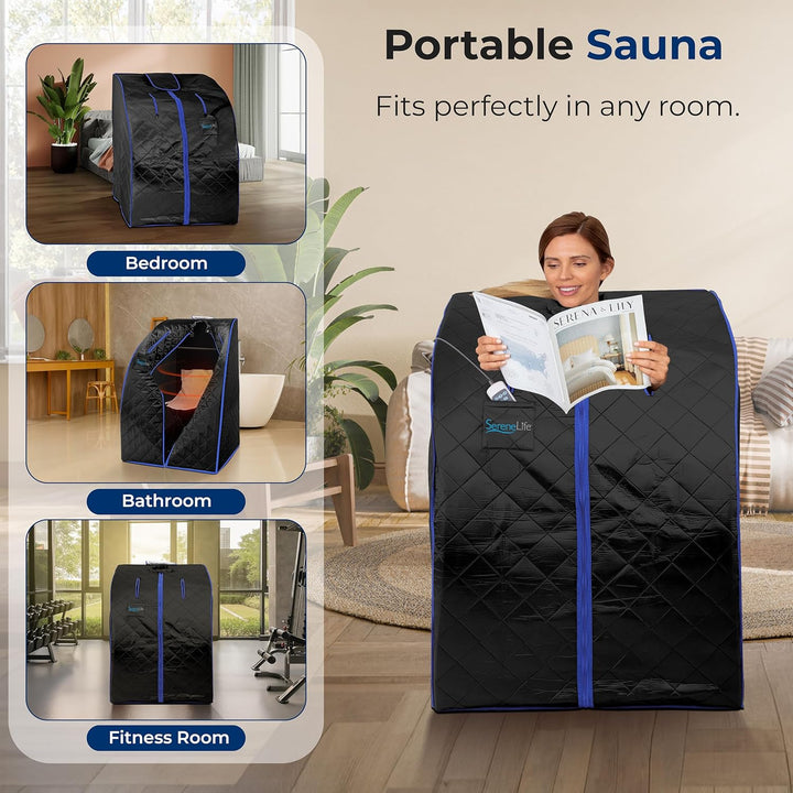, Sauna, Home Sauna Tent, Portable Sauna, Infrared Sauna, Home Steam Sauna, Steam Room, Sauna Bag, One Person Indoor Sauna Box with Heating Foot Pad, Portable Chair and Remote Controller