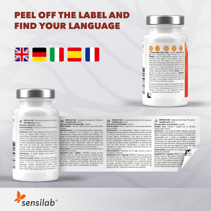 Morosil Capsules 400 Mg, Vitamin C Antioxidant and Black Pepper for Better Absorption, High Dose - 60 Vegan Capsules for 60 Days, Moroslim