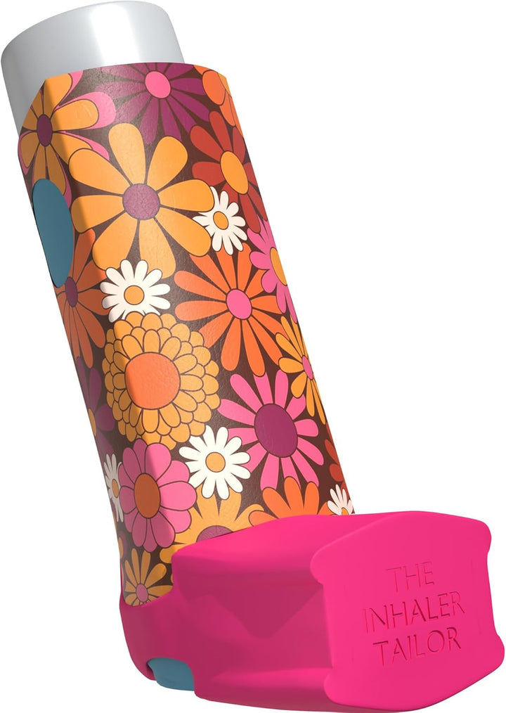 Flora Collection of Inhaler Cases – for Ventolin and Shorter Style Inhalers – Vegan Leather Case for Kids and Adults – Handmade in England (Sunflowers, Ventolin Style)