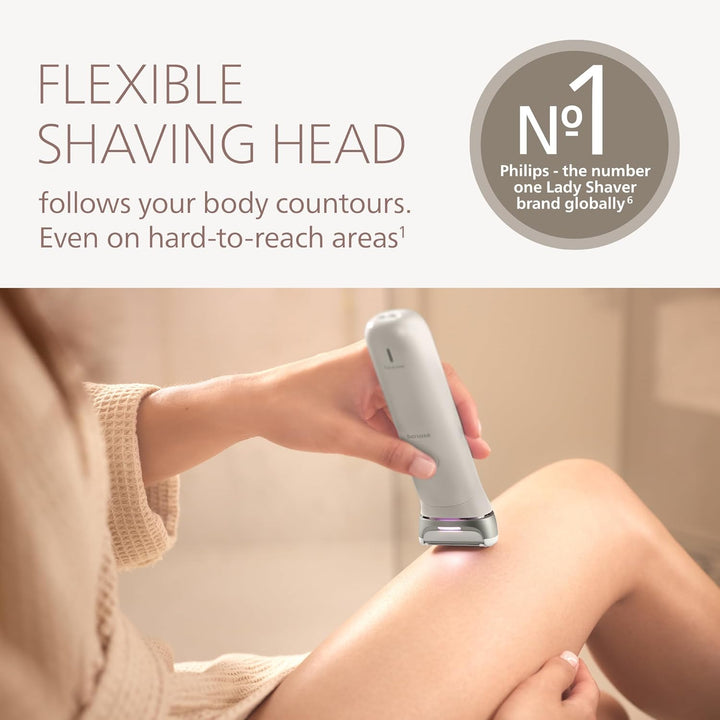 Lady Shaver Series 8000 - Cordless, Wet & Dry Electric Shaver, 3-Blade Shaving System, Flexible Shaving Head, LED Light, for Face, Legs, Body & Bikini, 100 Mins. Runtime, Model BRL159/00