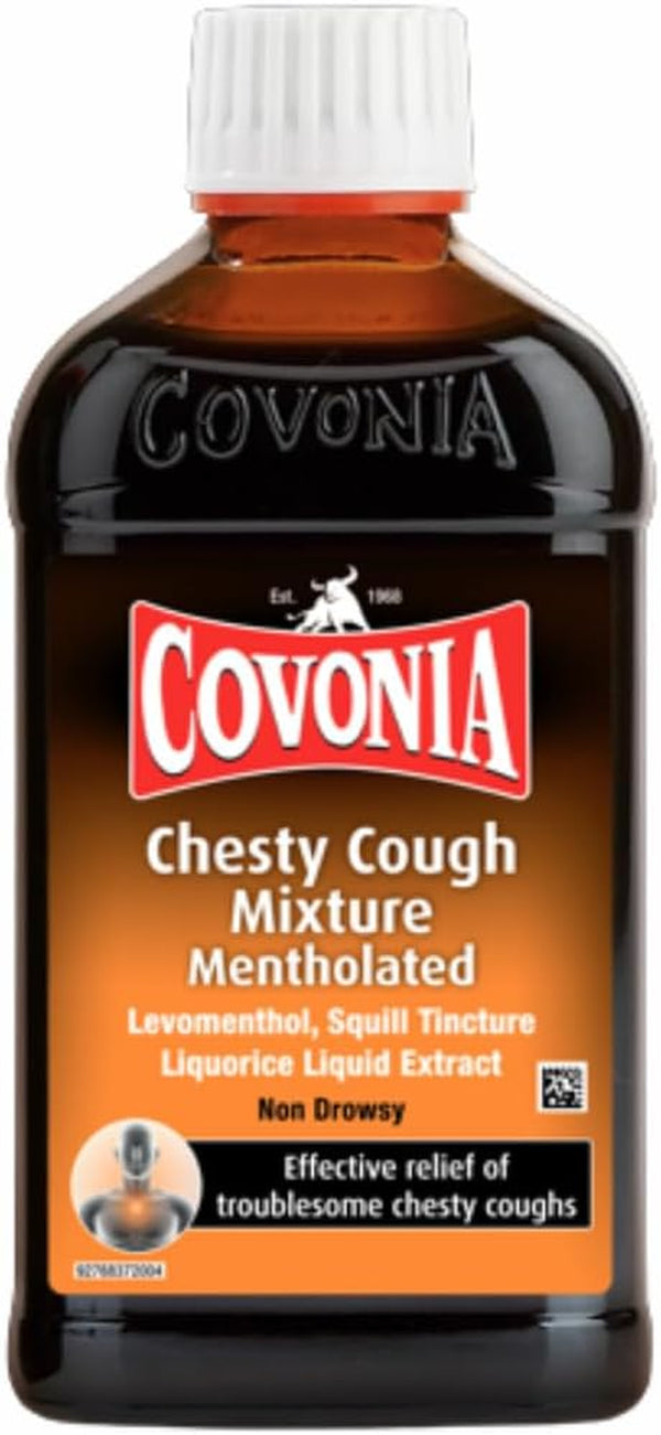 Chesty Cough Mixture Mentholated,Loosen Chesty Coughs & Troublesome Stubborn Mucus,Suitable for Vegetarians & Vegans,For Adults & Children Aged 5 +, Cough Medicine,300Ml