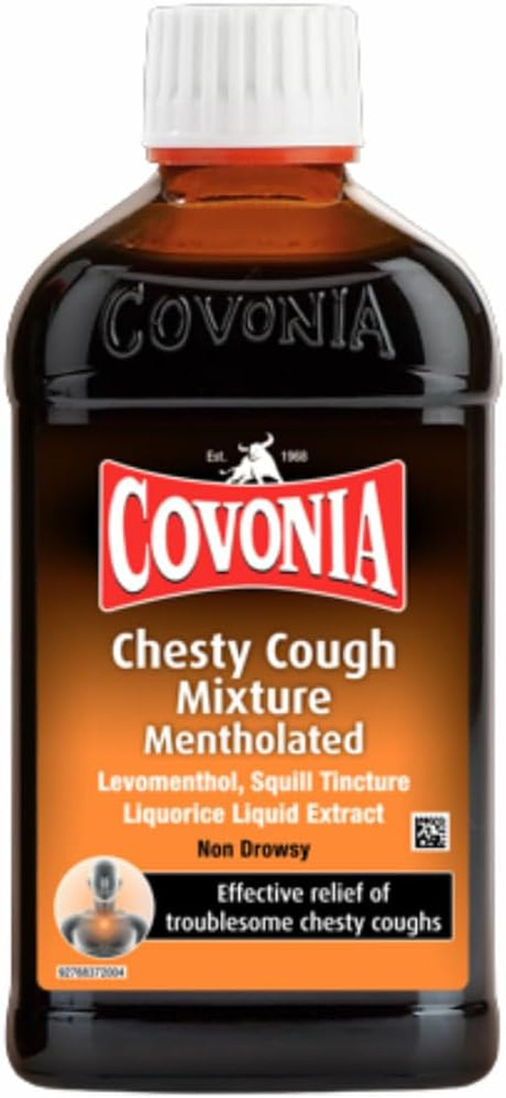 Chesty Cough Mixture Mentholated,Loosen Chesty Coughs & Troublesome Stubborn Mucus,Suitable for Vegetarians & Vegans,For Adults & Children Aged 5 +, Cough Medicine,300Ml
