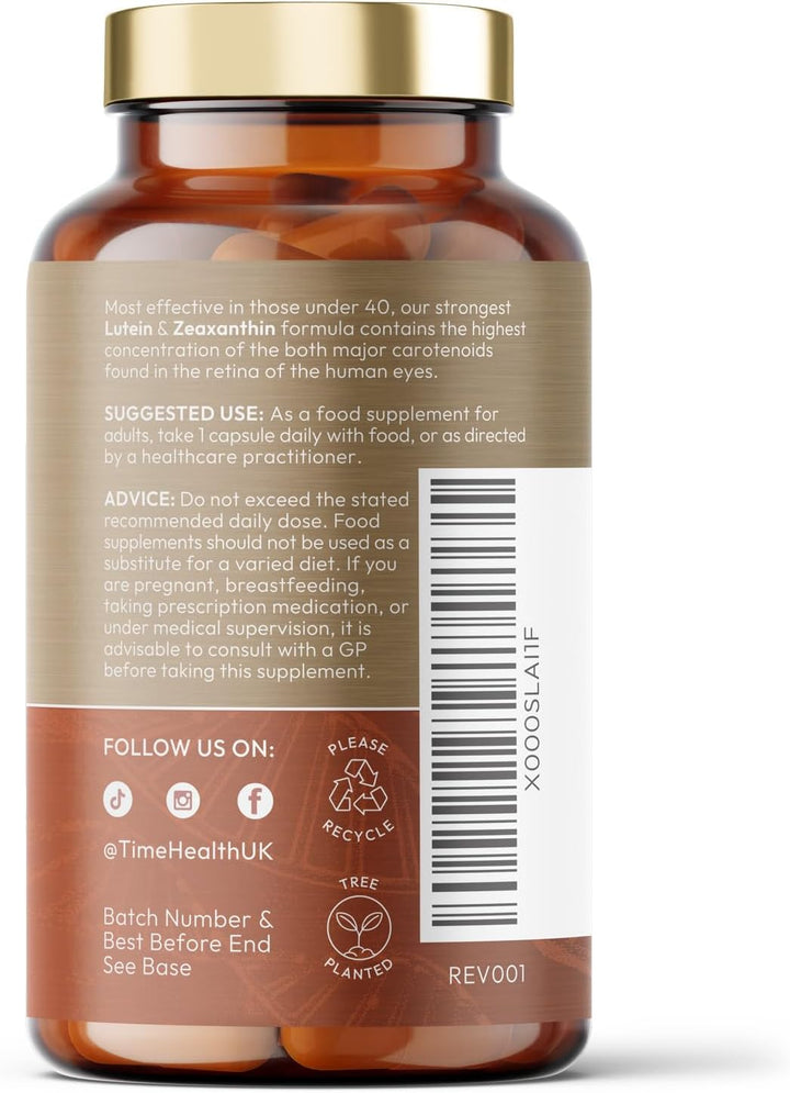 Lutein 40Mg with Zeaxanthin 2Mg – New Micro-Encapsulated Formula – 100% Pure Natural Highly Bioavailable – UK Manufactured (120 Capsule Bottle)