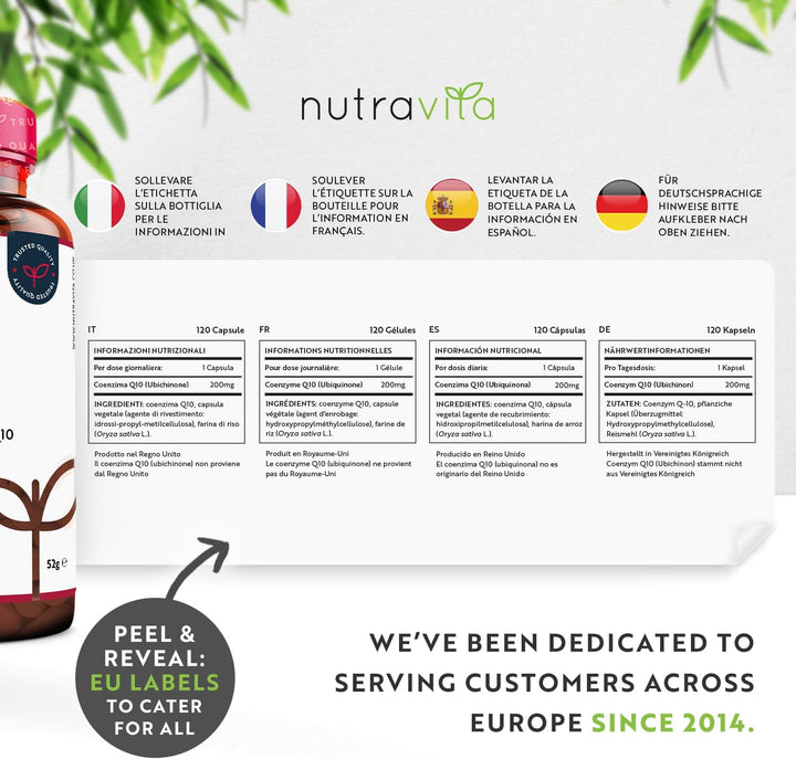 Coq10 200Mg - 120 Vegan Capsules of High Strength Co Enzyme Q10 (4 Months Supply) - 100% Pure and Naturally Fermented Ubiquinone Coenzyme - No Synthetic Additives - Made in the UK by