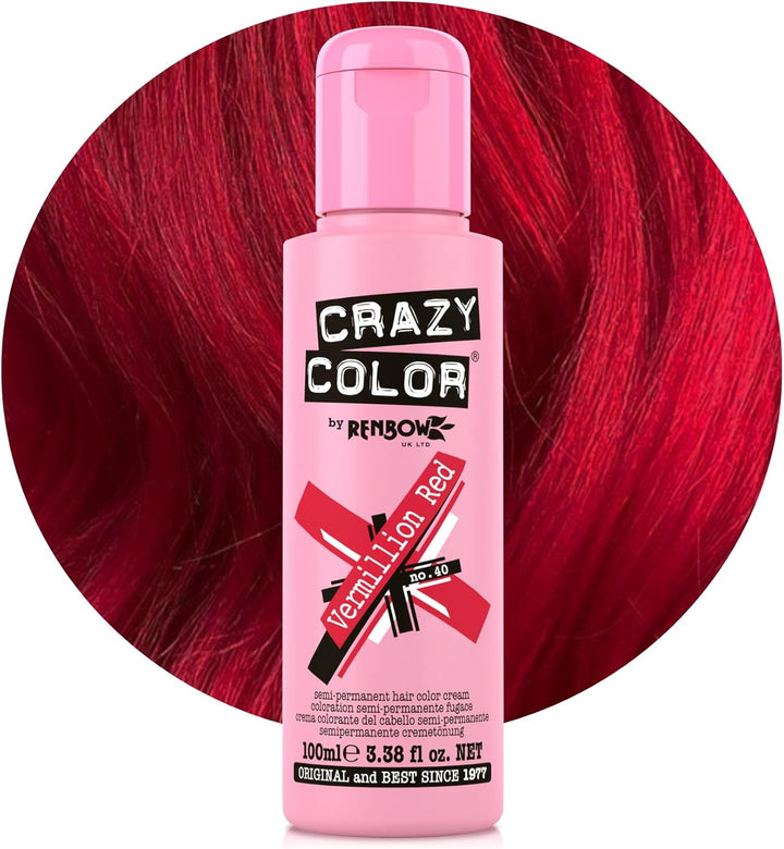 Vibrant Vermillion Red Semi-Permanent Hair Dye. Highly Pigmented Scarlet Red Conditioning & Oil Nourishing Vegan Formula | No Bleach or Ammonia | 100Ml