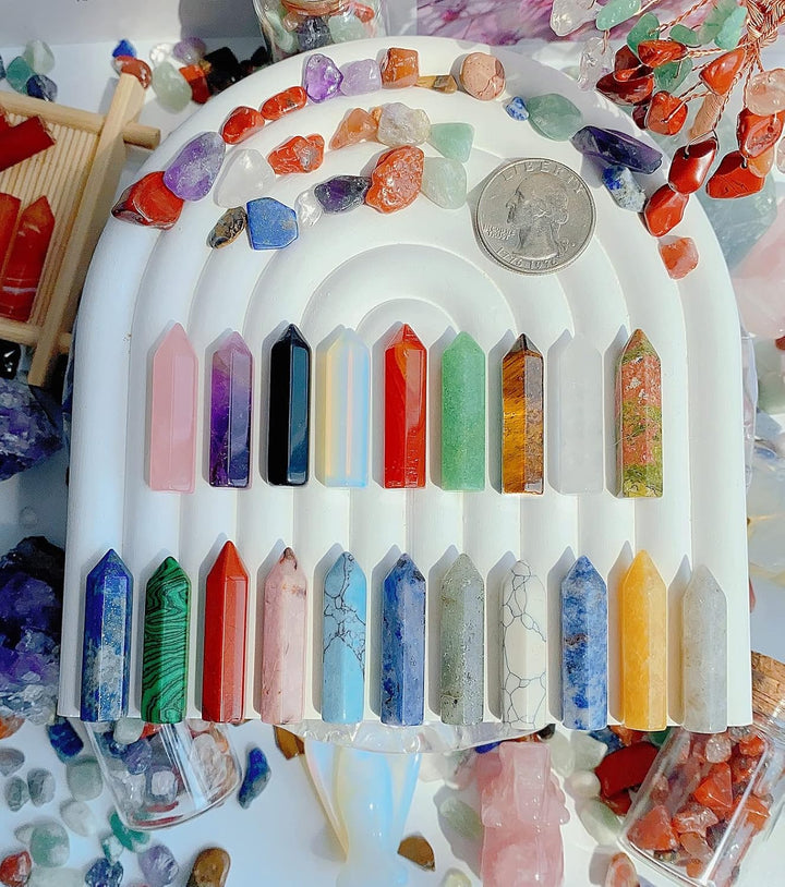 20 Pcs Healing Crystals Set Crystals Gemstones Wands Bulk Crystal Gifts Reiki Polished Stones Crystal Points Assorted Crystals for Beginners Collection