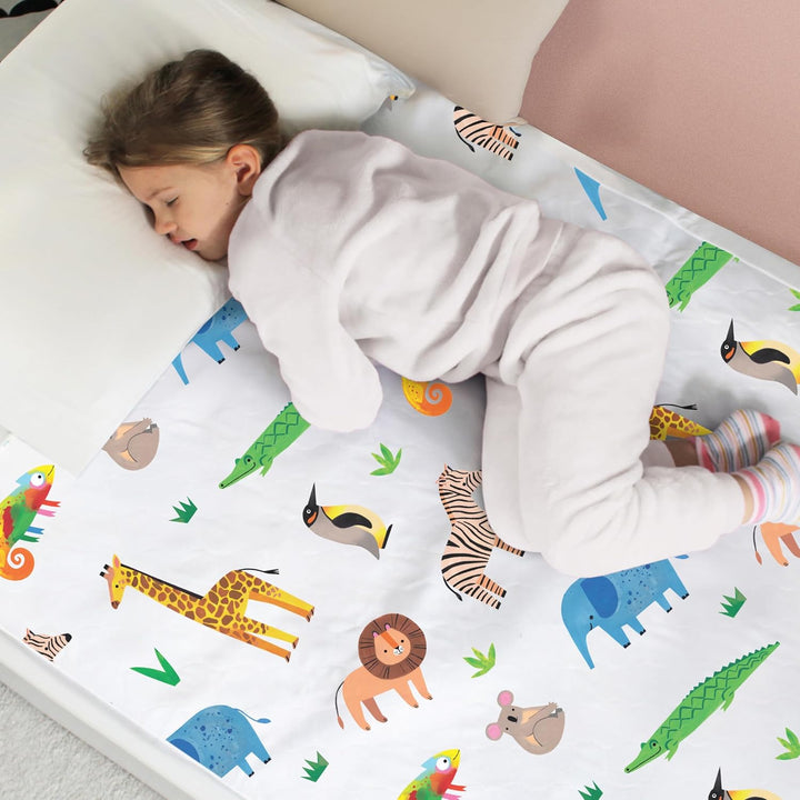 Hygge Sheets® Potty Training Bed Pads | 100% Waterproof | Bed Wetting Sheets for Single and Toddler Beds | Non Slip, Easy to Change at Night | Includes Free Children'S E-Book | UK Brand | Dinosaur