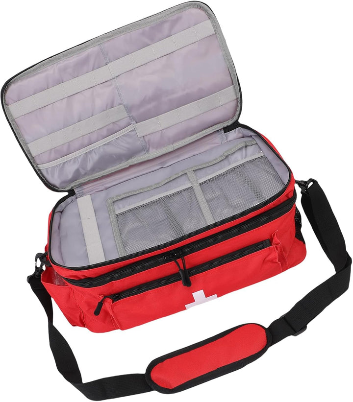 Nylon Double Layer Medication Carrying Case for Large Emergency Supplies with Functional Pockets