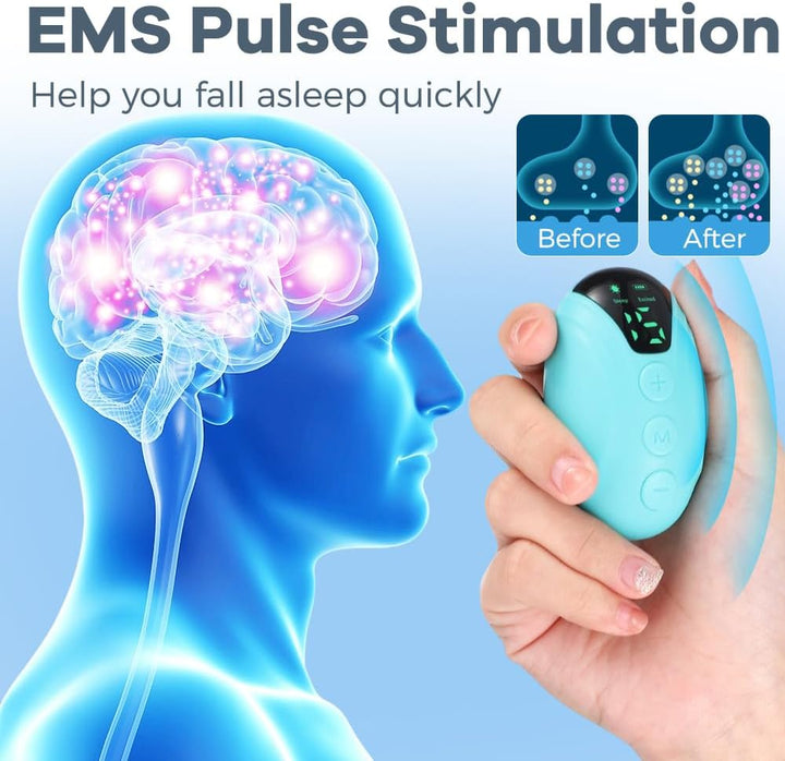 Sleep Aid Device, Holding Portable Calm Carry Sleep Aid, USB Rechargeable Anxiety Relief for Adults, 2 Modes Microcurrent Compact Sleep Aids for Adults Insomnia, Calm Palm Device-Blue