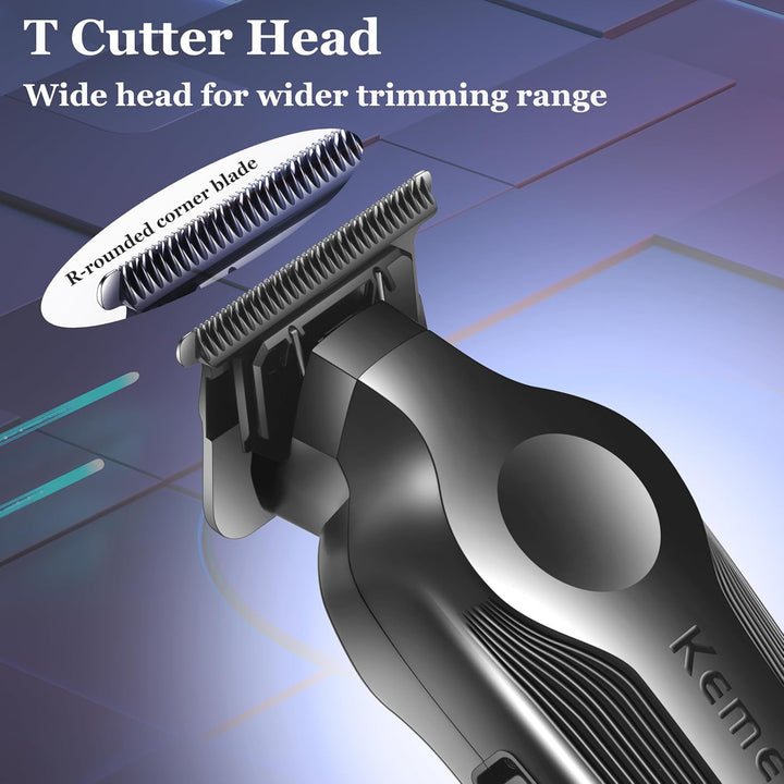 Hair Trimmer for Men, Zero Gapped Cordless Hair Clippers Beard Trimmer with T Blade, Rechargeable Barber Clippers with LED Display, Black