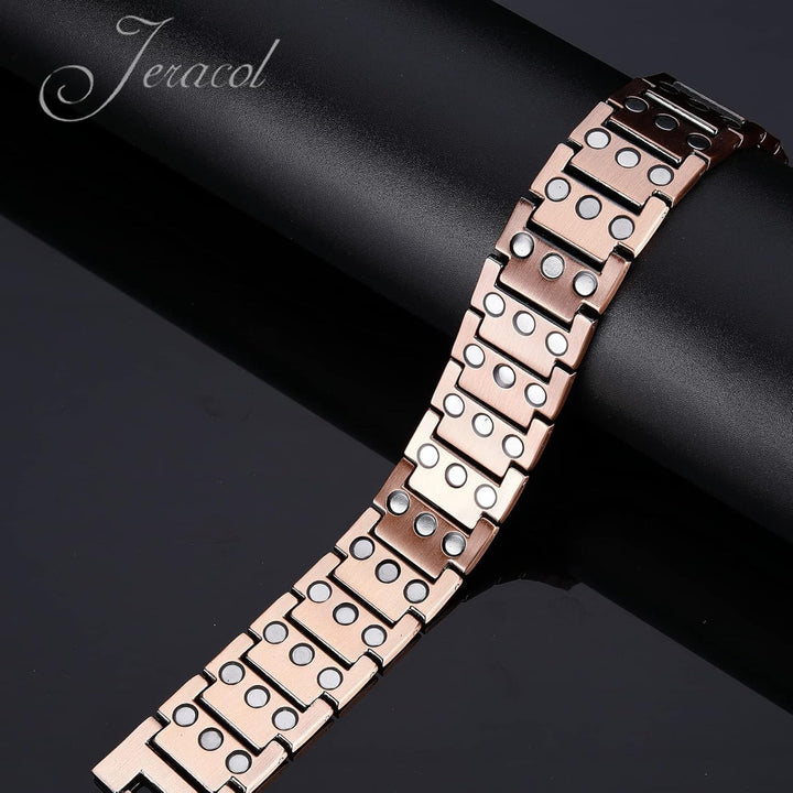 99.99% Soild Copper Bracelets for Men,3X Magnetic Bracelets Men with Ultra Strength Magnets,Adjustable Size&Jewelry Gift Box