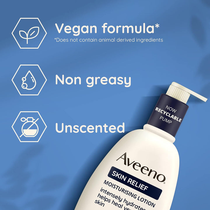 Skin Relief Moisturising Lotion, with Soothing Triple Oat Complex & Shea Butter, Suitable for Sensitive Skin, 72-Hour Intense Hydration, Helps Relieve Very Dry and Tight Skin, Unscented, 500Ml