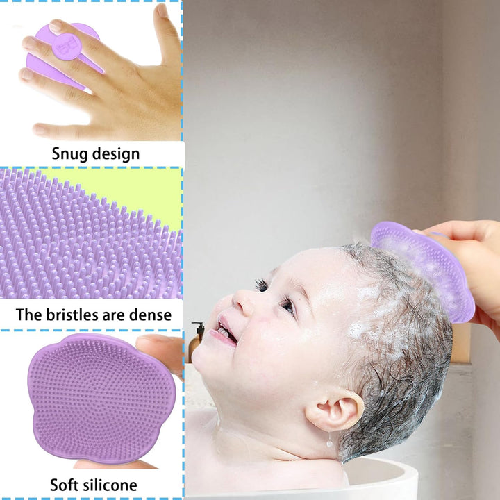 3 Pcs Baby Brush, Baby Hair Brush, Silicone Baby Comb with Oval Shampoo Brush and Flower Shampoo Brush for Newborns, Infants