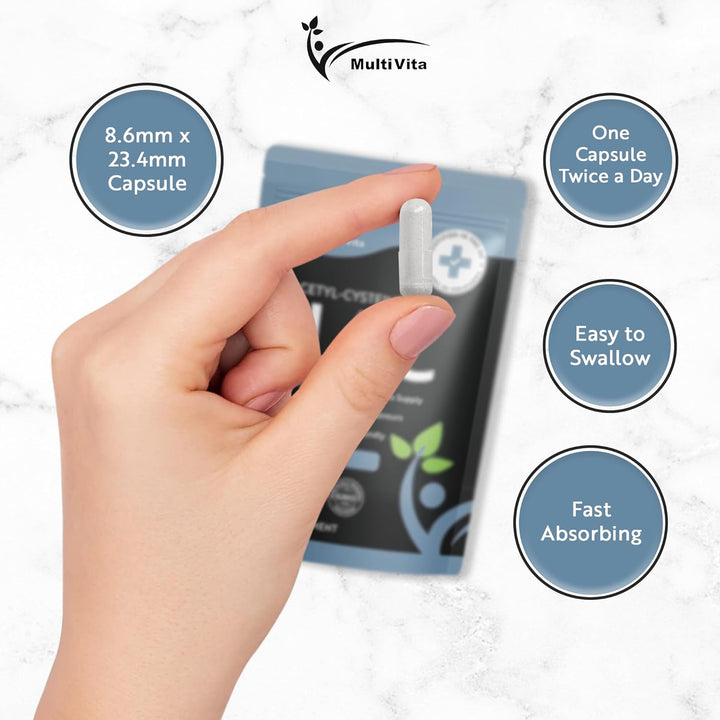 NAC Supplement 1200Mg Daily Serving– 120 Vegan Capsules, 2-Month Supply – High Strength N-Acetyl-Cysteine for Daily Use – UK Made, Non-Gmo, Gluten-Free, Dairy-Free, High Bioavailability Formula