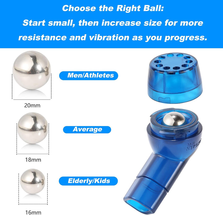 Millsteps Breathing Exercise Device for Lungs,Lung Expansion & Mu-Cus Relief Device (Blue)