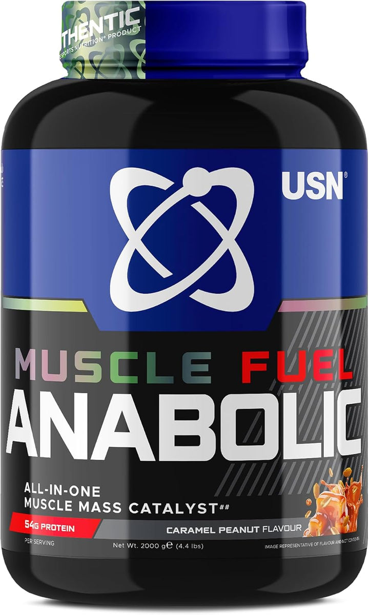 Muscle Fuel Anabolic All-In-One Muscle Mass Gainer, Banana Flavour - 2Kg, 54G Protein Powder, 5G Creatine Powder & 5G BCAA Powder for Maximum Muscle Growth, Post Workout Recovery Drink Mix