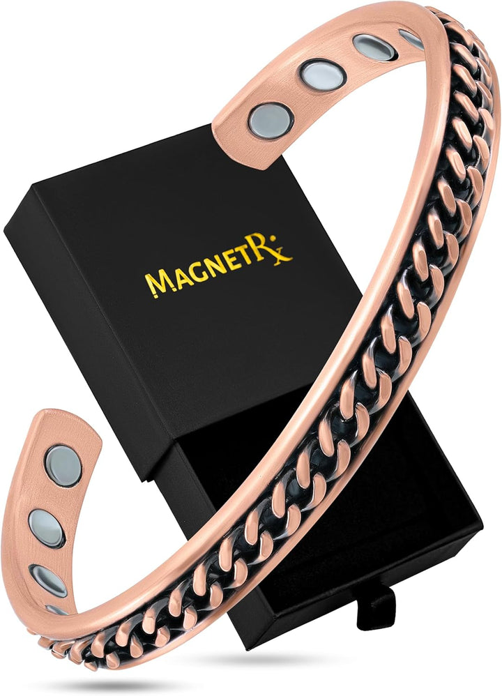 ® Pure Copper Magnetic Bracelet - Magnetic Copper Bracelets for Men - Adjustable Cuff + Gift Box (Twisted Copper)
