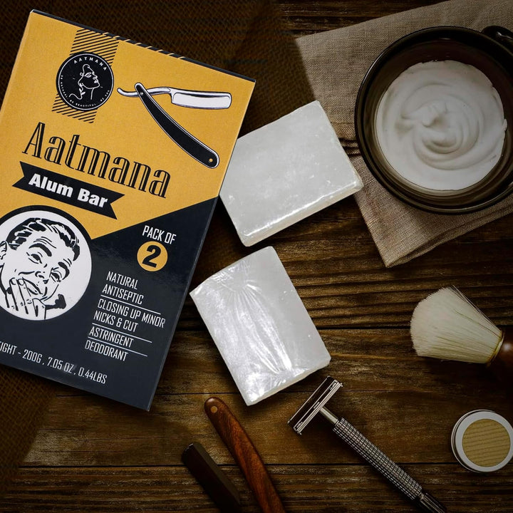 Shaving Alum Bar 100G X 2 Bars | Premium Quality Potassium Shaving Alum Bars, 3.53Oz Each | No Fragrance | Stops Bleeding Due to Minor Nicks & Cuts after Shaving