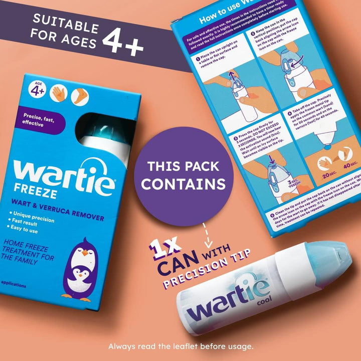 Freeze Wart and Verruca Remover, Safe for Adults and Children Aged 4+, Fast Acting Wart and Verruca Treatment for Hands and Feet, Contains 15 Applications, White, 50 Ml (Pack of 1)