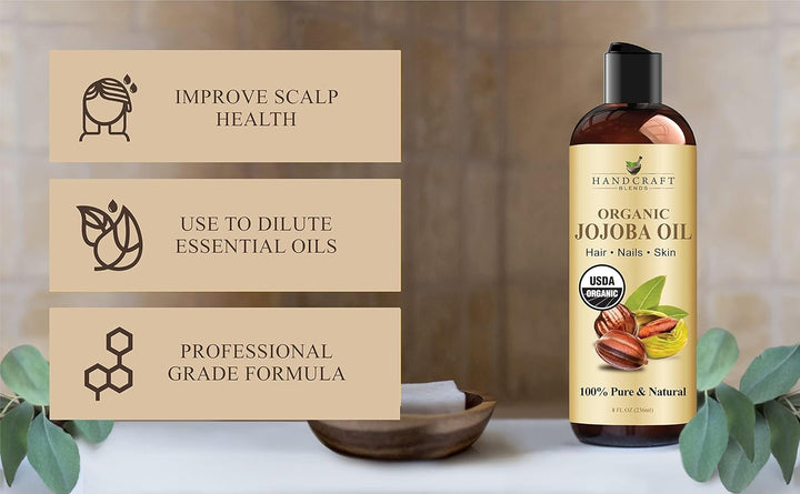 USDA Organic Jojoba Oil - Cold-Pressed 236 Ml - 100% Pure and Natural - Premium Grade Carrier Oil for Skin and Hair - Hair and Body - Massage - Hexane-Free