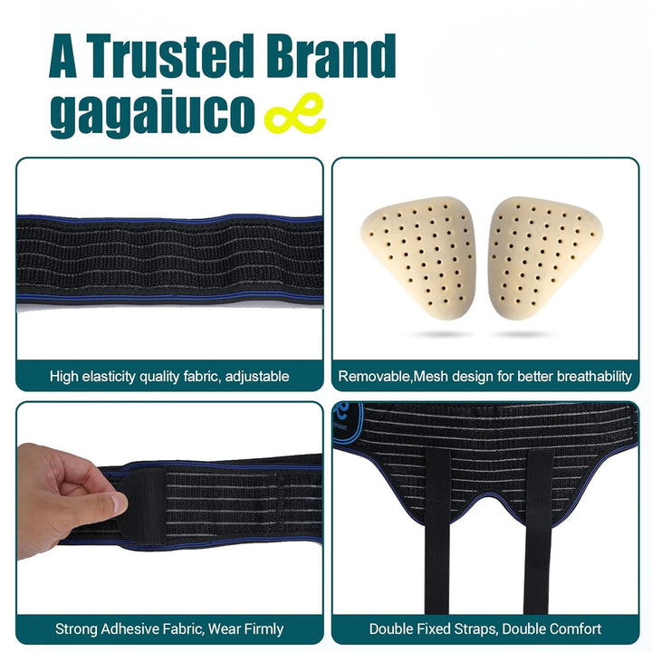 Hernia Belt for Men and Women Flexible Adjustable Inguinal Groin Hernia Belt Support Truss Pain Relief Recovery Strap with 2 Removable Compression Pads Comfortable Material (M)