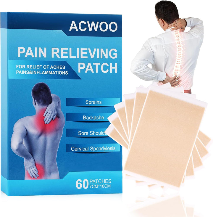 Pain Relief Patches, 60PCS Back & Shoulder Pain Relief Patch, Arthritis Herbal Pain Relief Patch for Back Knee Neck Shoulder Muscle Soreness, Warming Meridians Plaster