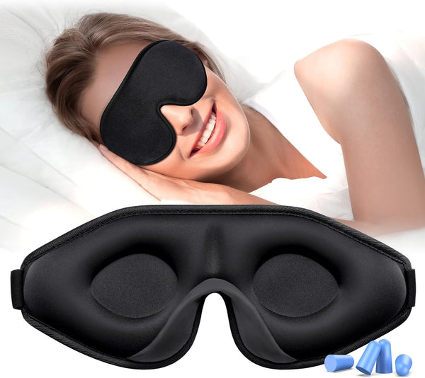 100% Blackout Sleep Masks for Women & Men - Zero Eye Pressure Sleeping Eye Mask- Ergonomic Design 3D Cutout Eye Movement Friendly, Ultra Soft & Comfortable Eye Mask for Sleep/Nap/Travel