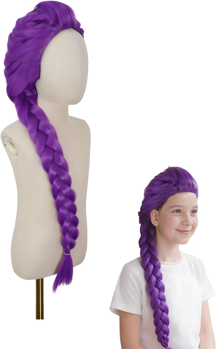 Anime Hunters Rum Wig, Purple Hair Extensions Cosplay Hair, Purple Braiding Hairs Demon Cosplay for Kids & Adults, Adjustable Cap, Realistic Halloween Anime Costume Wig