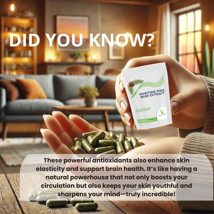 Maritime Pine Bark 100Mg 250 Veg Capsules – Antioxidant Supplement for Circulation, Skin Health, and Immune Support