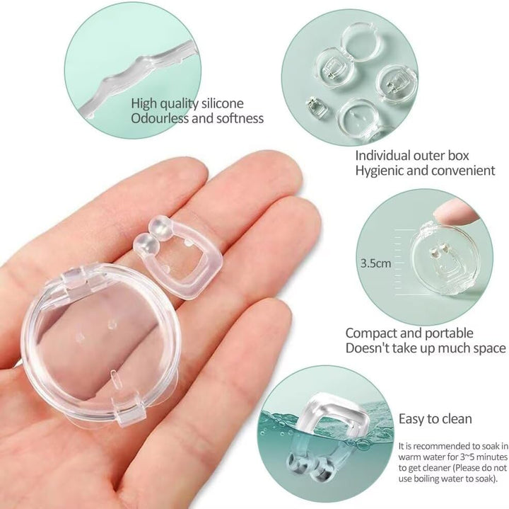 Magnetic anti Snore Nose Clip (8 Pack)- Silicone anti Snoring Nose Clip - Airing Snoring Device for Removal of Noise While Sleeping - Nasal Snore Clip for Better Sleep - Reusable Snore Aids