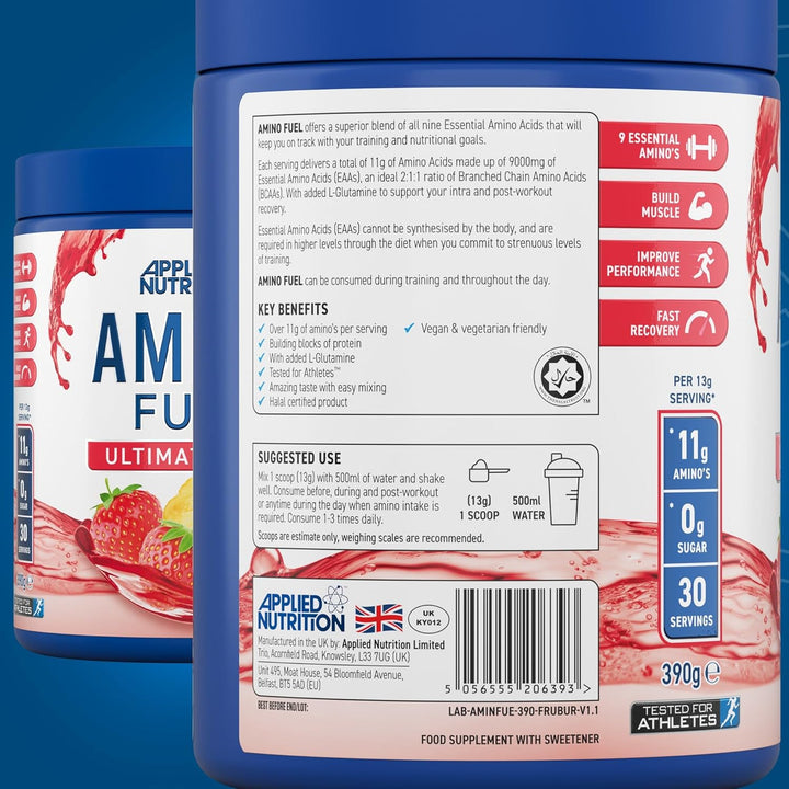Amino Fuel - Amino Acids Supplement, EAA Essential Amino Acids Powder, Muscle Fuel & Recovery (390G - 30 Servings) (Fruit Burst) (New)