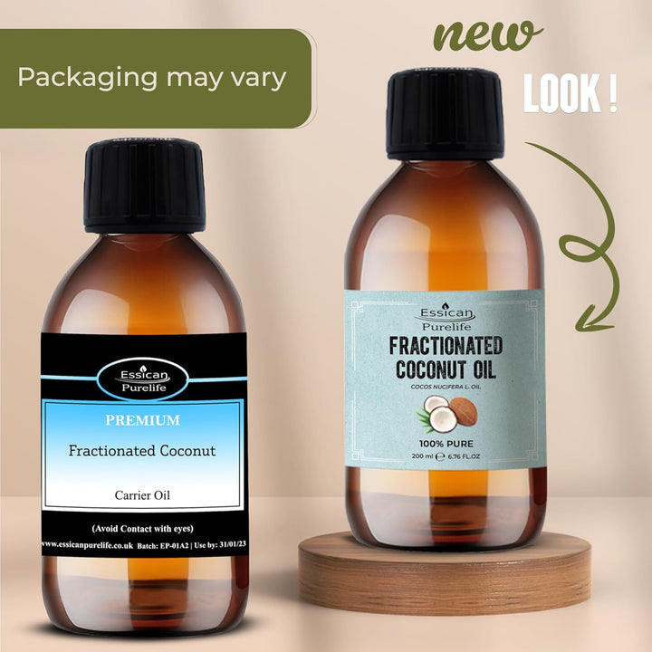 , Pure Coconut Oil Liquid, 200Ml MCT Fractionated Coconut Oil for Skin, Hair & Lip, Carrier Oils for Essential Oils Mixing & Massage, Supports Healthy Hair Growth & Hydrated Skin