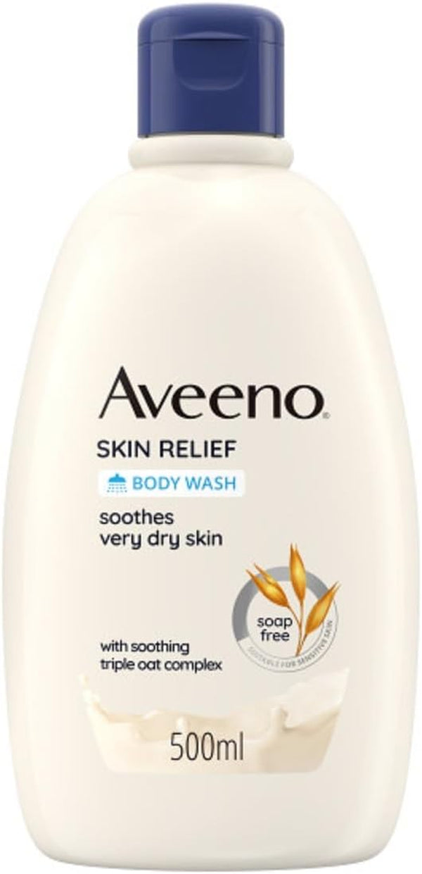 Skin Relief Moisturising Body Wash (1X 500Ml), Gentle Cleansing Wash with Soothing Triple Oat Complex, Soap-Free, Unscented for Sensitive and Very Dry Skin