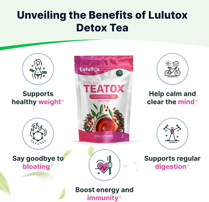 Original Detox Tea - Herbal Blend with Dandelion, Ginseng, and Ginger - Supports a Healthy Weight, Digestive Health - Vegan, All Natural, Laxative-Free - Peach Flavor (28 Servings)