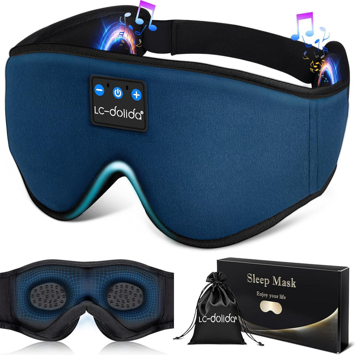 Bluetooth Sleep Mask Headphones 200% Blackout 3D Deep Eye Mask with Headphones Bluetoothv5.4 Can Play 15Hrs Breathable Eye Mask with Bluetooth Earphones for Travel,Nap Sleeping,Shift Work
