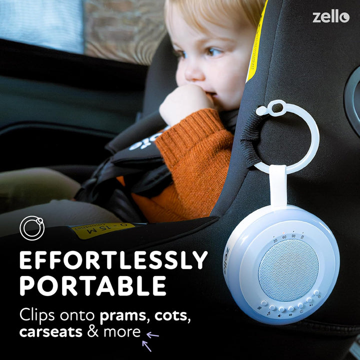 Zello Portable White Noise Machine Baby Sleep Aid 20 Soothing Sounds Warm Night Light 20Hr Battery USB Rechargeable Memory Function Portable Sound Machine Travel Pram Pushchair Cot Nursery Camping