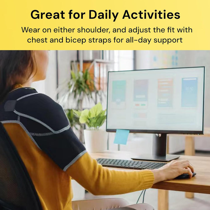 Shoulder Support- Adjustable Shoulder Brace with Ice Pad Pocket for Men and Women, Relief for Shoulder Injuries and Tendonitis - One Size