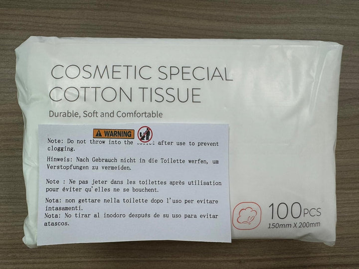 Disposable Face Towel, Facial Cotton Tissue for Sensitive Skin, Unscented and Ultra Soft Face Wipes, Cotton Dry Baby Wipes, Make-Up Remover Wipes (2 Pack=200Counts)