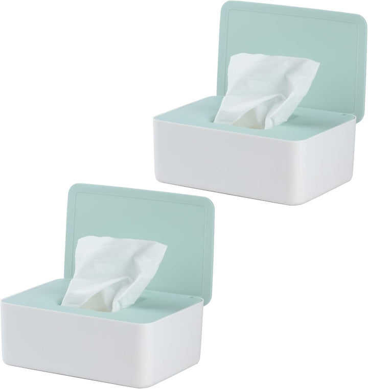 Wet Wipes Storage Box, Wet Wipes Box, Wipes Dispenser Holder Case Boxes, Toilet Tissue Paper Napkin Container Box with Lid for Home Office Desk - Green (Green)