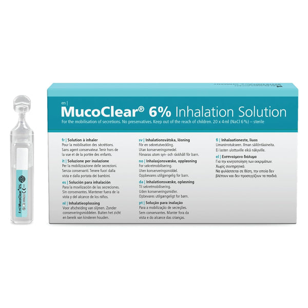 Mucoclear 6% Inhalation Solution – Pack of 20 – Mucus Relief & Easy Expectoration from Sinuses & Lungs – Sterile, Preservative Free – Suitable for All Ages