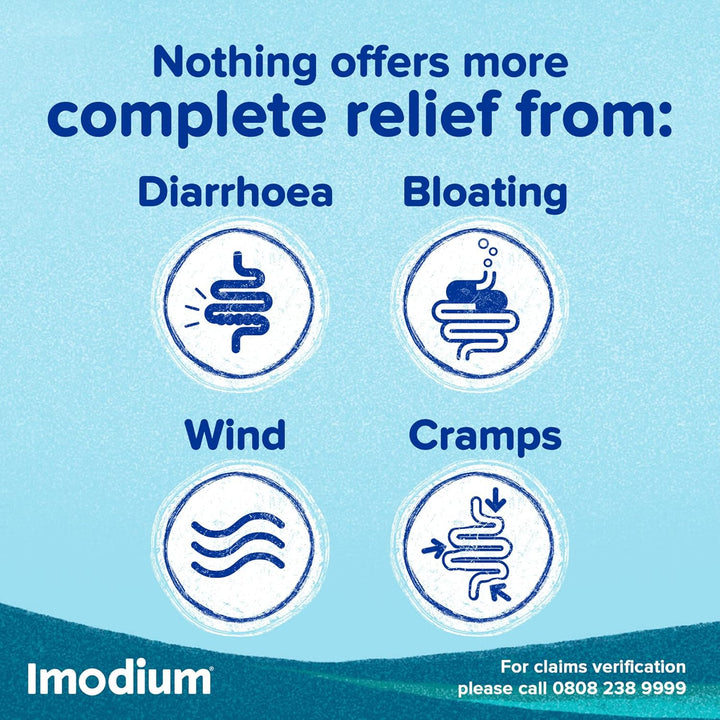 Dual Action, Diarrhoea Relief (6 Tablets), Helps Restore Gut to Natural Rhythm, with Loperamide Hydrochloride & Simeticone, Diarrhoea Tablets for Cramping, Bloating and Wind