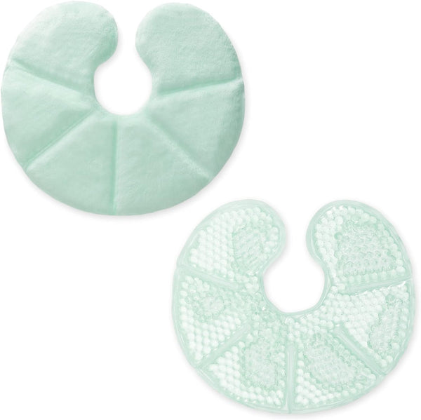 Breast Gel Pads - Hot or Cold Breastfeeding Pad Set - Reusable Heat or Cooling Compress Packs with Polyester Plush Backing - 2 Pack, Green