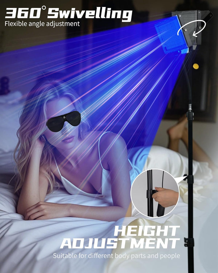 Tanning Lamp Solarium for Home, 50 W Sun Lamp, 2 Modes Constant + Pulsating, 5 Brightness Levels, Face Tanning Daylight, Black, High Density, All Skin Tones