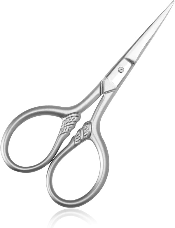 Small Nose Hair Scissors, Facial Hair Mini Grooming Scissors for Men Women, Stainless Steel Trimming Pointed Scissor for Eyebrows, for Facial Hair, Eyebrow, Eyelash, Beard, Moustache, 3.5Inch